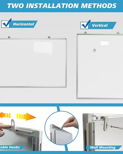 Magnetic Writeboard 18X24 Dry Erase Board Hanging & Wall Mounted Whiteboard S Aluminium Frame Message Boards for Home, School, Office, Kitchen