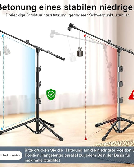Microphone Stand, Tripod Boom Arm Floor Mic Stand Height Adjustable Heavy Duty with Carrying Bag 2 Mic Clips 3/8" to 5/8" Adapter for Singing Podcast for Blue Yeti Shure SM58 SM48 Samson Q2U