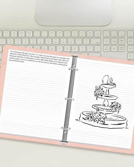3-Hole Lined Refill Paper, Letter Size Punched Ruled Filler, 100 Sheets / 200 Pages, 100gsm White Paper, 8.5'' x 11''