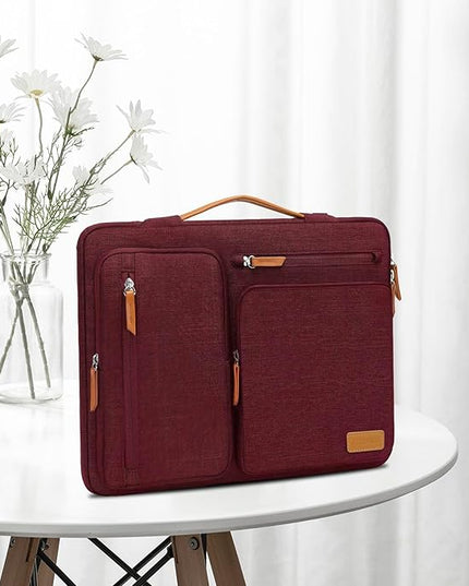 MOSISO 360 Protective Laptop Case 13.3 inch, 13-13.3 inch Laptop Sleeve Compatible with MacBook Air/Pro 13 / Pro 14,HP Dell Acer ASUS,Side Open Carrying Case with 4 Zipper Pockets&Handle, Wine Red