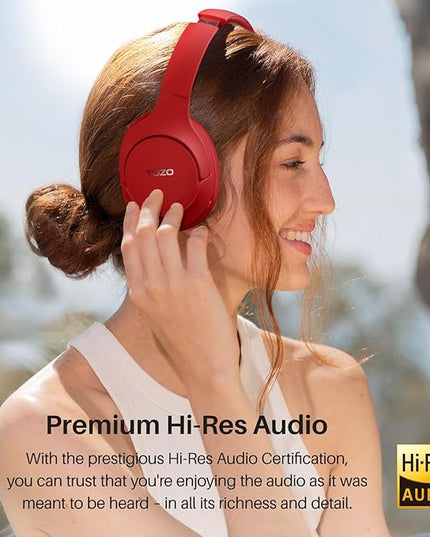 TOZO HT2 Hybrid Active Noise Cancelling Headphones, Wireless Over Ear Bluetooth Headset, 60H Playtime, Hi-Res Audio Custom EQ via App Deep Bass Comfort Fit Ear Cups, for Home Office Travel