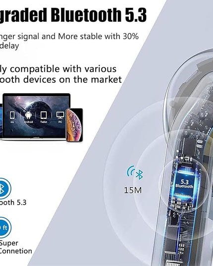 True Wireless Earbuds Bluetooth 5.3 Mic Noise Cancelling IPX7 Waterproof Hi-Fi Stereo Sound Long Battery 42H Playtime Auto Pairing for Android/Samsung/Apple iPhone Headphones pro,White