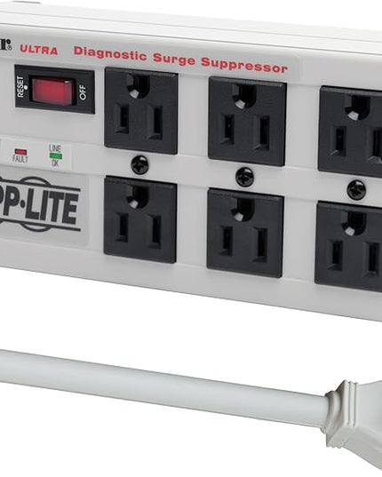 Tripp Lite ISOBAR6ULTRA Isobar 6 Outlet Heavy Duty Power Strip Surge Protector, 3330 Joules, 6ft Cord, Flat Plug, Metal Power Strip, Industrial Garage Work Shop Bench, Under Desk and Wall Mountable
