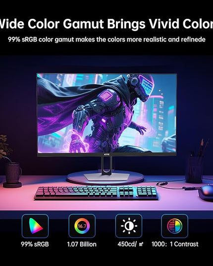 KTC 27 Inch QHD Gaming Monitor, 2K 200Hz Up to 210Hz 1ms Fast IPS Computer Monitor, HDR400, 1440P with Adaptive Sync, Built-in Speakers, HDMI Displayport, Tilt Adjustment, VESA Compatible, H27T22C-3