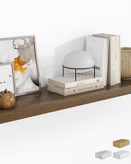 RICHFOCUS 48Inch Floating Shelves for Wall 1 Pack Shelves for Bedroom|Kitchen|Bathroom Wall Mounted Rustic Wood Floating Shelf with Invisible Brackets for Books|Storage|Decor, Walnut