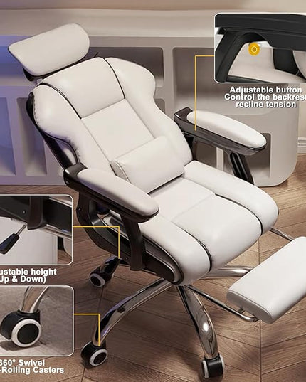 Executive Office Chair Reclining with Footrest Ergonomic Computer Desk with Lumbar Support Big and Tall Home High Back Gaming Chair for Office Home Study