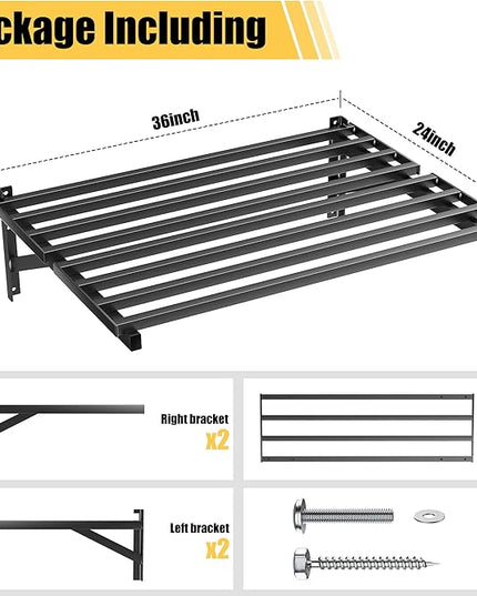 Ultrawall Heavy Duty Garage Wall Shelves, 2 x 3 ft Wall Mounted Storage Shelves, Holds Up to 800Lbs, 2Pack, Black