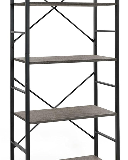 CAPHAUS 4 Tier Bookshelf, 24 Inch Width Free Standing Shelf, Bookcase Shelf Storage Organizer, Industrial Book Shelves for Home Office, Living Room, Kitchen, Dark Grey Vintage Shelves & Metal Frame