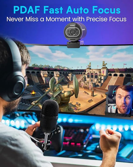 EMEET S600 4K Webcam for Streaming - Sony 1/2.55'' Sensor, PDAF Autofocus, 1080P@60FPS, 2 Noise Reduction Mics, Built-in Privacy Cover, 73° FOV, Streaming Camera for Live Commerce/Gaming/Beauty