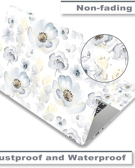 Laptop Skin Sticker Decal,12" 13" 13.3" 14" 15" 15.4" 15.6 inch Laptop Vinyl Skin Sticker Cover Art Protector Notebook PC (2 Wrist Pad Skins Included), Waterproof Removable, White Watercolour