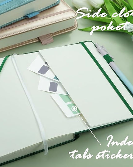 Lined Journal Notebook, 400 Pages Thick Journal for Writing, A5 Hardcover Leather Notebook with 100Gsm College Ruled Paper for Women Men Work Note taking, 5.8" x 8.4", Green