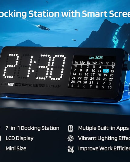 LTC Laptop Docking Station, 7-in-1 USB C Hub with Screen, Multiple Built-in Apps, Multiport Adapter with HDMI 4K@60Hz, 90W Power Delivery, USBC & USBA Data Ports, Dongle for MacBook, Dell, and More
