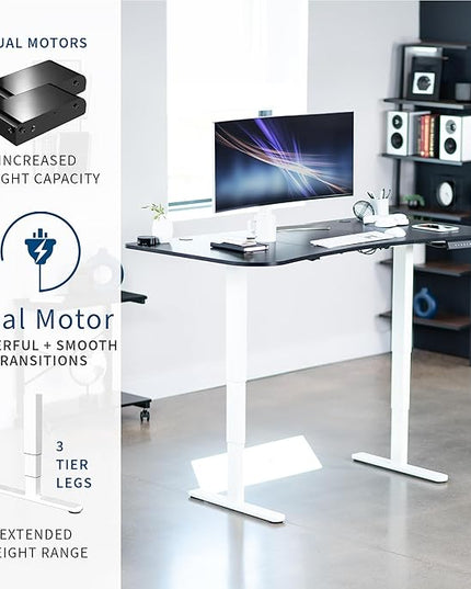 VIVO Electric 63 x 32 in Dual Motor Standing Desk, Memory Height Adjustment, 2B Series, Black Carbon Fiber Top White Frame, DESK-KIT-2W1R