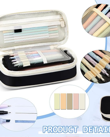 Sinload 60 Pcs Aesthetic Book Annotation Kit School Supplies Cute Pencil Case 12 Highlighter 5 Gel Pen 6 Mechanical Pencil 5 Magnetic Bookmark 1220 Pcs Sticky Note Tab Student Stationary(Black)