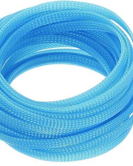 uxcell PET Expandable Sleeving 20ft 1/4" Sky Blue Cable Management Sleeve Cord Organizer for Wrap Protect Cable