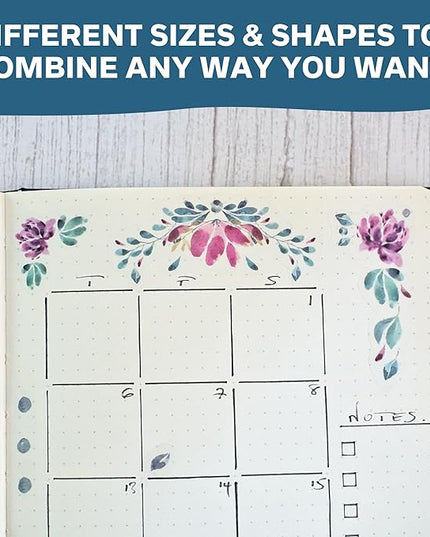 Transparent Monthly Planner Stickers - 12 Clear Sticker Sheets with Beautiful Watercolor Stickers & Undated Calendar Sticker Months - Planner, Scrapbooking and Journaling Supplies (Floral)