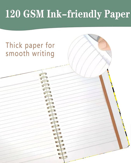 Spiral Journal Notebook, A5 Cute Notebooks for Women Men, College Ruled Hardcover Notebook for Work & Note Taking, 60 Pages Double-Wire Journals for Writing, Cool Yellow Ducks