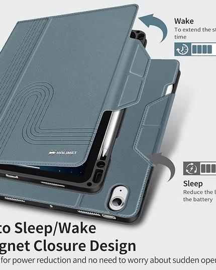 H HOLIMET Case for iPad Air 11 inch M3/M2 (2025/2024)/iPad Air 5th Generation 2022/iPad Air 4th Generation 2020 10.9" with Pencil Holder Soft Back Shockproof Protective Cover Vegan Leather