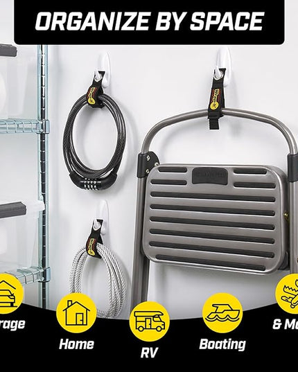 Heavy-Duty Wrap-It Storage Straps, 7-inch (6 Pack) - Hook and Loop Tool Cord Organizer, Extension Cord Hanger, Kitchen Cord Keeper, Cable Straps for Cords, Hoses, Rope, RV, and Garage Organization