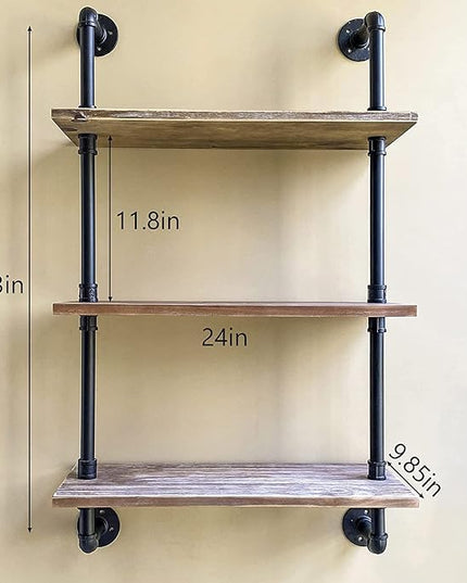 Industrial Pipe Shelving Bathroom Shelves Over Toilet 24 Inch,Rustic Wall Shelves,Industrial Floating Shelves for Wall Pipe Shelf Farmhouse Shelf for Kitchen