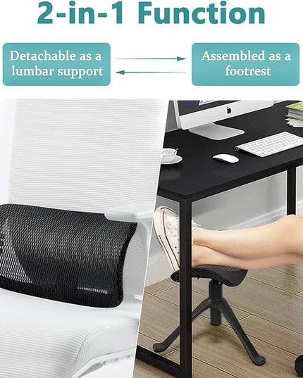 Footrest for Desk Adjustable Height 2-in-1 Function Rotatable Ergonomic Under Desk Footrest Ottoman Stool Rolling Leg Rest for Home Office (Black)