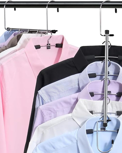 2 Pack Shirt Hangers Space Saving, Foldable Coat Hangers for Closet Organization, 5 Tier Clothes Hangers, No-Slip Multi Closet Organizer (2)