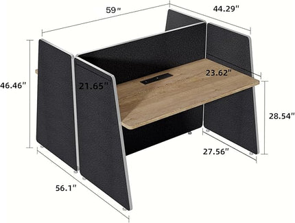 2-Person Modular Cubicle Workstation with Privacy Panels & Built-in Power & USB | Includes Mobile Drawer Cabinets | Space-Saving Layout for Startups & Modern Offices (Black, 1 desk for 2 person)