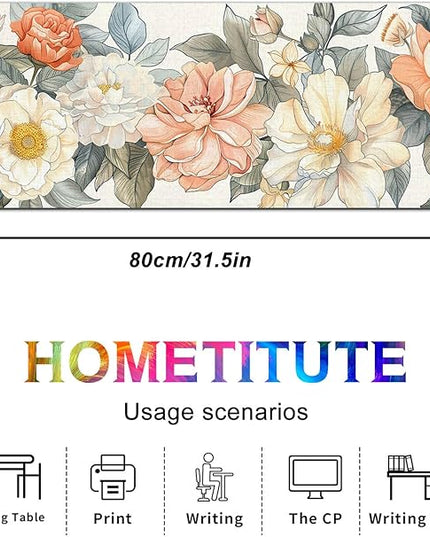 Floral XL Mouse Pad 31.5 x 11.8 Inch Gaming Mousepad Diatomite Large Keyboard Mouse Pad for Home and Office Desk Accessories with Elegant Botanical Bloom Artwork