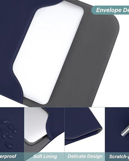 MOSISO Laptop Case 13 inch, 13 inch Laptop Sleeve Compatible with MacBook Air M4 M3 M2 M1 2025-2018 / Pro M2 M1 2025-2016, Faux Suede Leather Case with Small Bag, Navy Blue