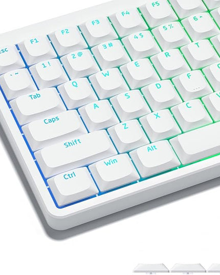 Womier Keycaps, Low Profile Keycaps, Shine Through Custom PBT Keyboard Key caps for 60% 65% 75% 80% 100% Cherry Gateron MX Switches Mechanical Keyboard,White Backlight