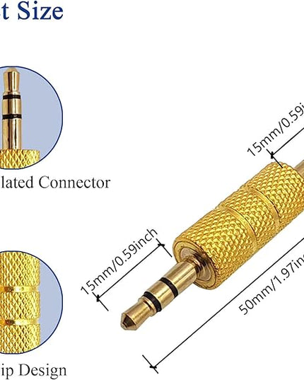 Voluty Tek 3.5mm to 3.5mm Male to Male Audio Headphone Adapter,Gold Plated 1/8" Stereo Coupler Connector for Speakers MP3 Players 2pcs