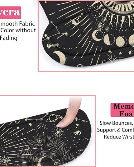LATEEFAH Mouse Pad with Wrist Rest, 3-in-1 Gaming Mouse Pad, Keyboard Wrist Rest, Ergonomic Memory Foam Mousepad with Wrist Support for Computer Keyboard