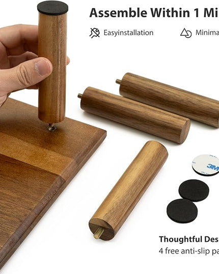 Dual Monitor Stand Riser Acacia Wood, Wooden Desk Monitor Riser for 2 Monitors Supports for Monitor, Printer, Heavy TV Riser up to 130 lbs