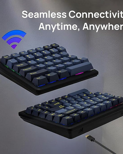 BAROCCOMiSTEL MD770 RGB BT5.0 Glaze Blue TKL Ergonomic Mechanical Keyboard, 75% Split Layout, Cherry MX, PBT DoubleShot Keycap, Mac/Windows OS Compatible (Cherry Silent Red)
