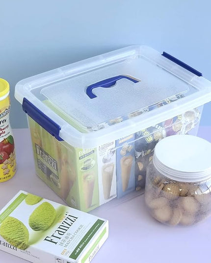 10 L Clear Plastic Storage Box, Latch Storage Box with Handle, 6-Pack