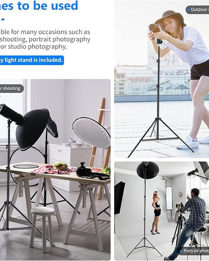 Neewer Photography Light Stand, 3-6.6ft/92-200cm Adjustable Sturdy Tripod Stand for Reflectors, Softboxes, Lights, Umbrellas, Load Capacity: 17.6lb/8kg