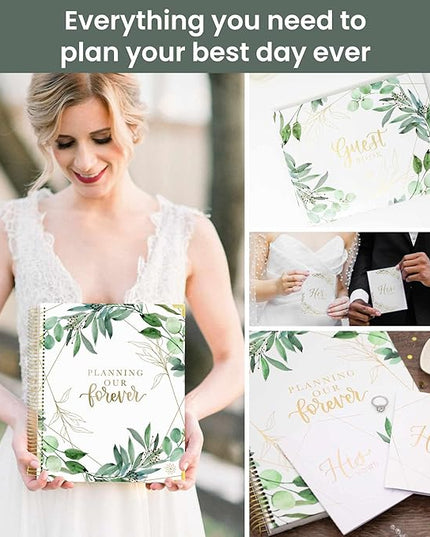 bloom daily planners Hard Cover Wedding Day Planner Bridal Journal & Organizer (Undated) - 9" x 11" - Planning Our Forever