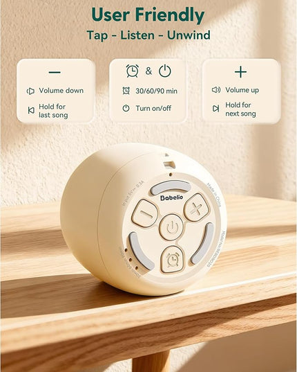 Babelio White Noise Sound Machine (Pocket Mini Pro) | 1000mAh Large Battery, 25 Non-looping Sounds for Adults, Kids & Babies, Timer, Memory Function, Pocket-Sized & Travel Essentials, Cream Beige