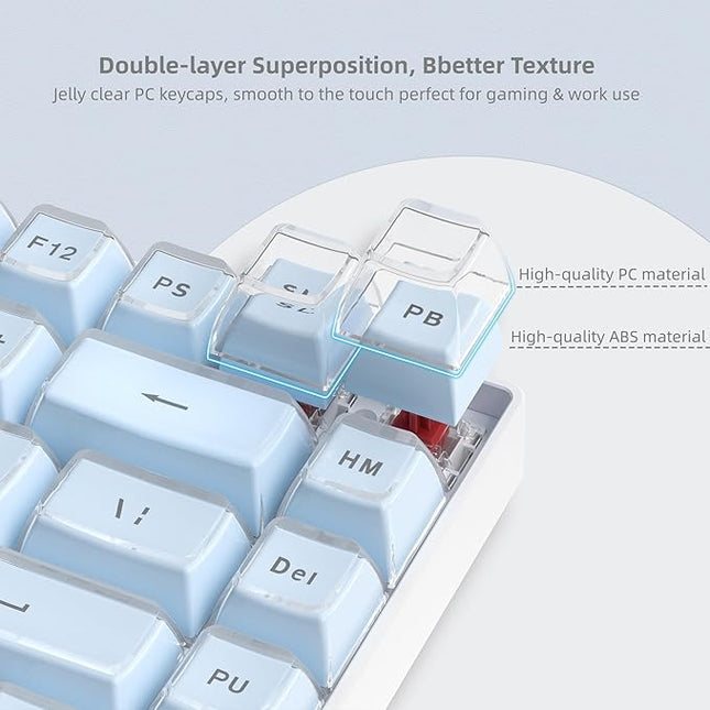 Womier Jelly Keycaps, Mechanical Keyboard for keycaps Set, OEM Profile Clear Key Cap, 113-Key Blue Cute Custom Keycaps for 60%,75%,100% Mechanical Keyboards with Cherry/Gateron MX Switches