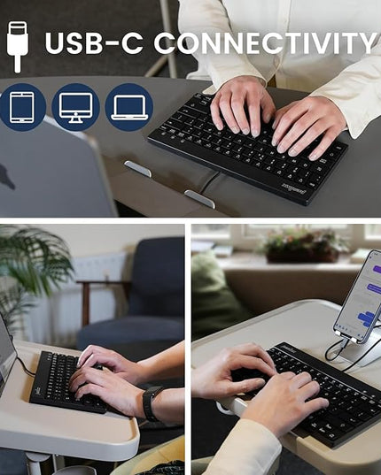Perixx PERIBOARD-426C Wired Mini Low Profile Keyboard - 10.87x5.43x0.55 inches Dimension - 4.9ft USB C Cable - US English