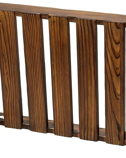 MyGift Rustic Solid Wood CPU Tower Stand – Deluxe PC Holder with Rolling Lockable Caster Wheels, Computer Case Floor Stand