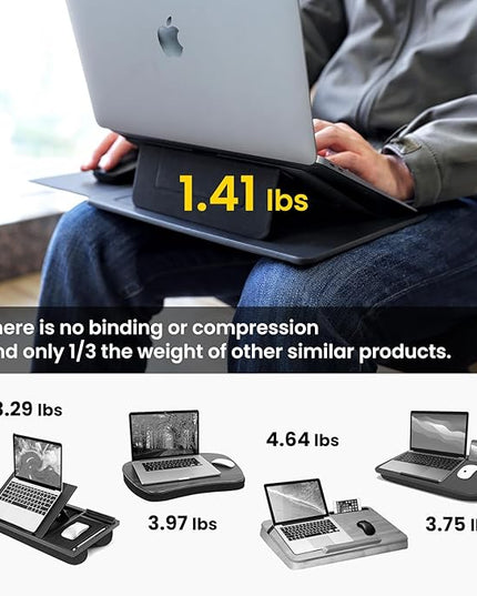 PUNCUBE Portable Lap Desk - Lap Desk with Retractable Mouse Pad, Adjustable Stand, Writing Board, Expandable Surface, and Heat Protection for Laptops and Tablets (Black)