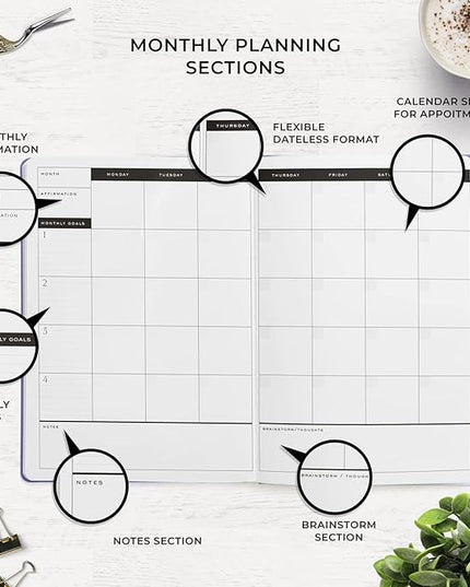 Smart Planner Pro – Large 11 x 8.5 inches (A4) – Undated Agenda Daily Planner – Tested & Proven to Achieve Goals & Increase Productivity, Time Management & Happiness with Weekly, Monthly, Gratitude Sections, Back Pocket (Lavender)
