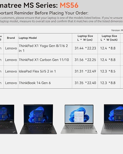 Smatree MS56 Hard EVA Protective Sleeve with Stand for 14 inch Lenovo ThinkPad L14 Gen 5/X1 Yoga Gen 8/7/6 2 in 1, for ThinkPad X1 Carbon Gen 11/10, for IdeaPad Flex 5i/5 2 in 1,ThinkBook 14 Gen 6/7