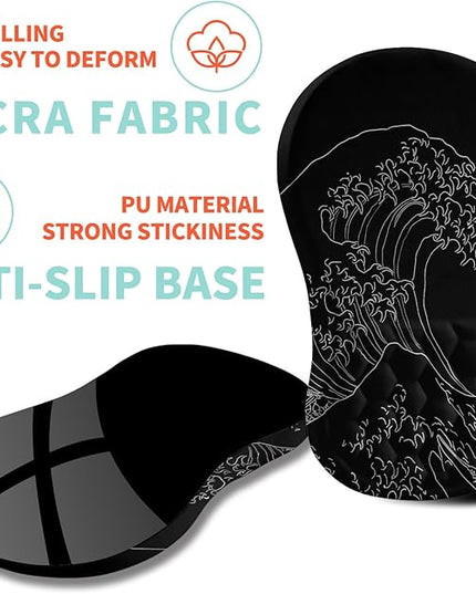 Ergonomic Mouse Pad Wrist Support with Memory Foam Massage Bulge, Carpal Tunnel Pain Relief Mousepad Wrist Rest for Mouse(12x8 inch,Sea Wave)