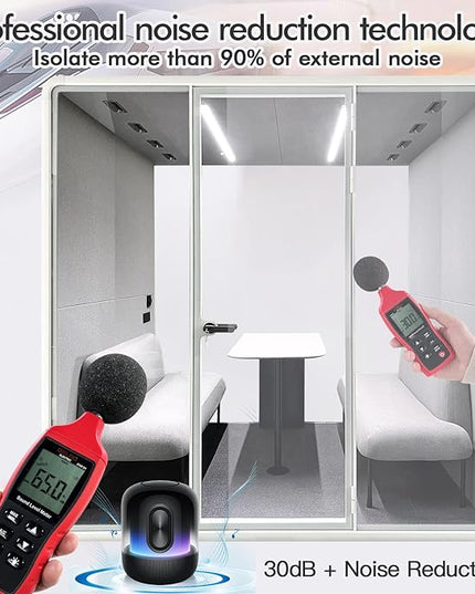Soundproof Office Pod Booth, Quiet Meeting Pod with Acoustic Panels, Portable Modular Pod, Privacy Booth for Private Phone Calling, 4 People Personal Workspace with Sound Isolation H92in W91in D71in