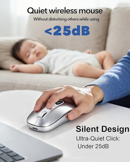 AI Wireless Mouse for Laptop PC- Enabled Bluetooth Mouse with Voice Recording & AI Summarize,Ergonomic Presenter Laser Pointer Remote,USB Rechargeable High-Performance Office Device