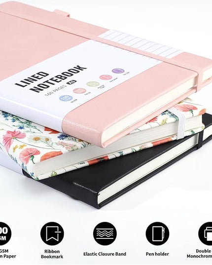 160 Pages Lined Journal Notebook, 5.71" X 8.27" Writing & Journaling Hardcover Executive Notebooks for Student Worker Women Men Notepads Journals for Writing Travel & Organization, Floral