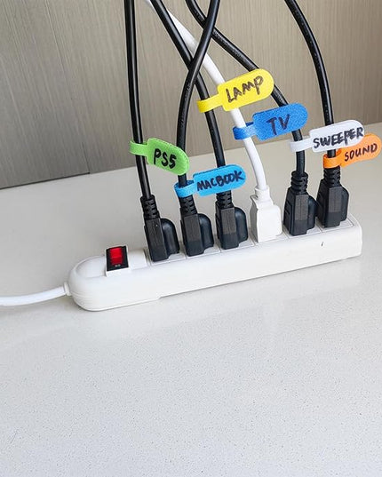 Cable Labels, Write On Cord Labels, Wire Labels, Cable Tags and Wire Tags for Cable Management and Identification(Medium / 16 Pcs/Multicolor)