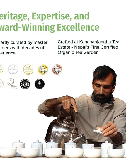 NEPAL TEA Organic Green Tea Bags from the Himalayas - 50 Pyramid Tea Bags, Single Origin from a Family Farm - Green Tea Bags with Loose Leaf Tea Inside (Himalayan Mist)